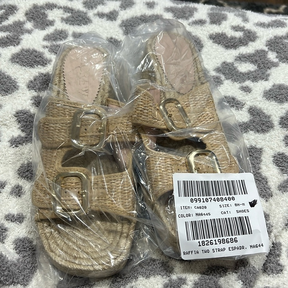 Made-in-Spain block-heel espadrilles in faux raffia